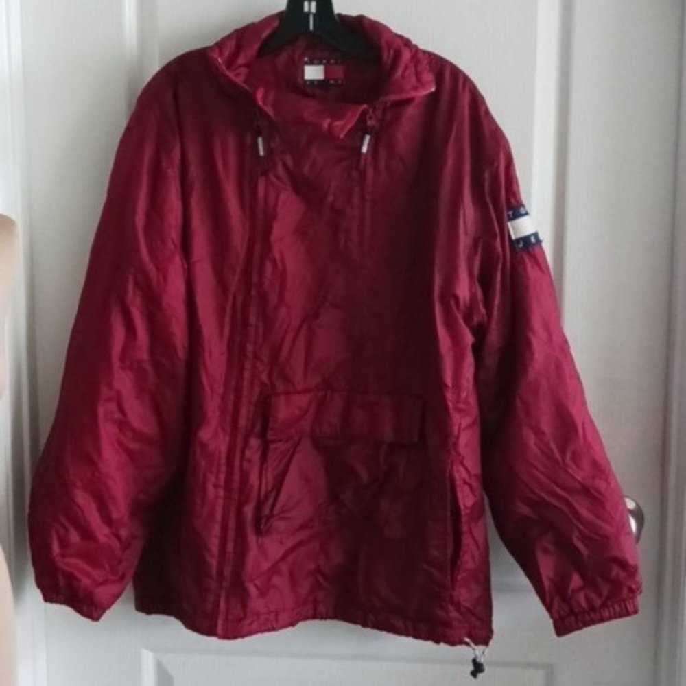 Tommy Hilfiger Y2K 2000 VINTAGE Red Lightweight Coat Oversized M